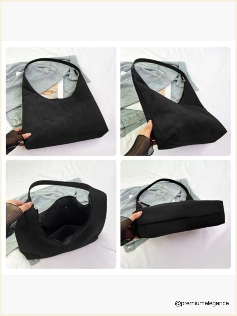Faux Suede Tote Bag with Magnetic Closure, Large Capacity Shoulder Bag for Work - Picture 6 of 7
